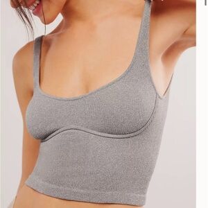 Free People Meg Seamless Crop Heather Grey Bralette M/L